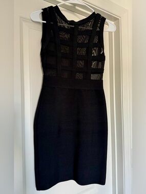 Elle Black Sleeveless Mesh Panel Bodycon Dress